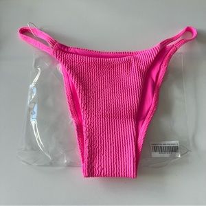 Neon Pink Crinkle Barbados Bottom - Monday Swimwear